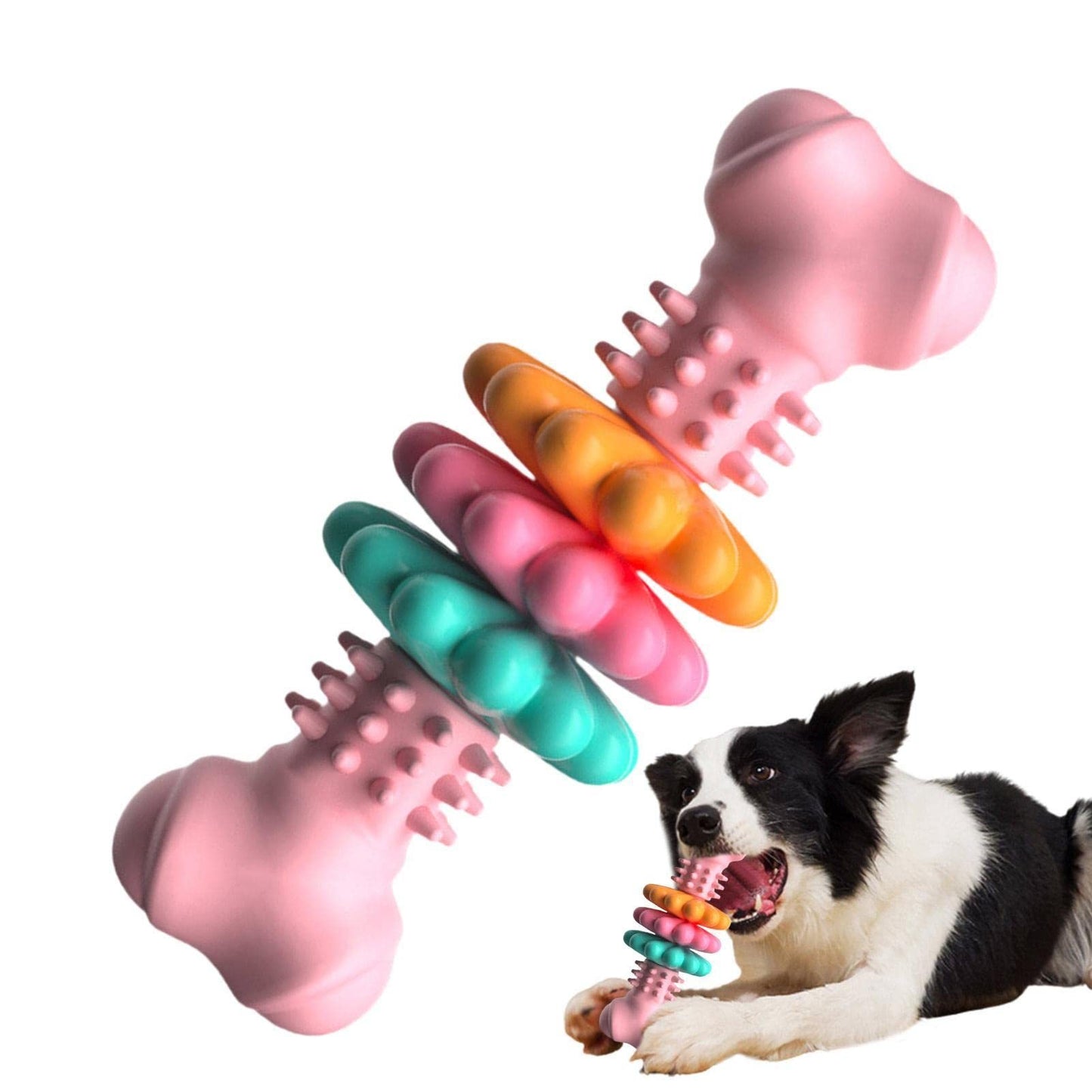 Dog Chew Toy with Rotating Cleaning Rings