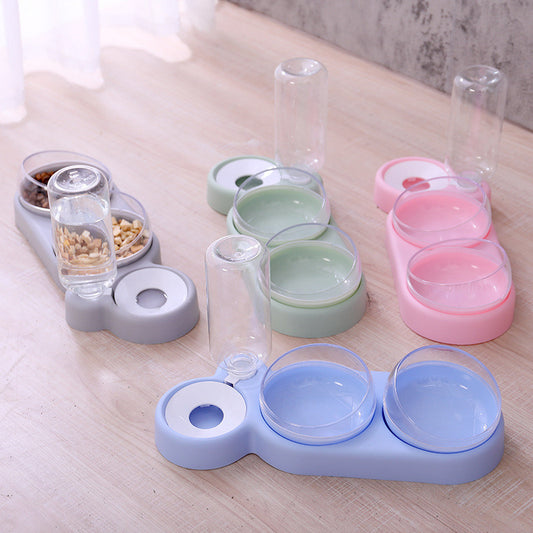 Double Bowl Dog Cat Food Bowl With Water
