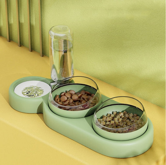 Double Bowl Dog Cat Food Bowl With Water
