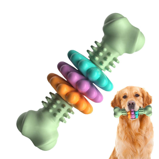 Dog Chew Toy with Rotating Cleaning Rings