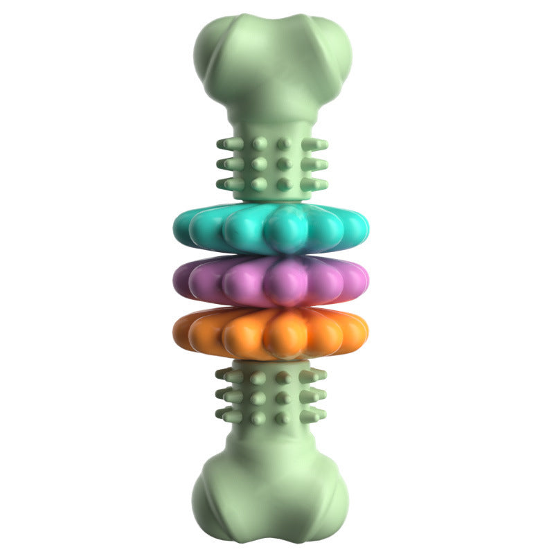 Dog Chew Toy with Rotating Cleaning Rings