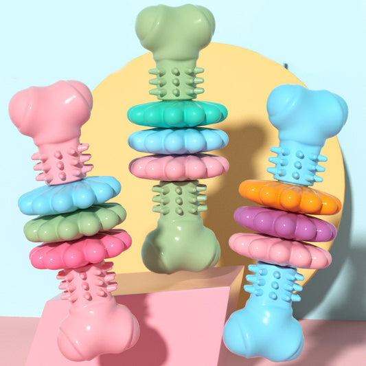 Dog Chew Toy with Rotating Cleaning Rings