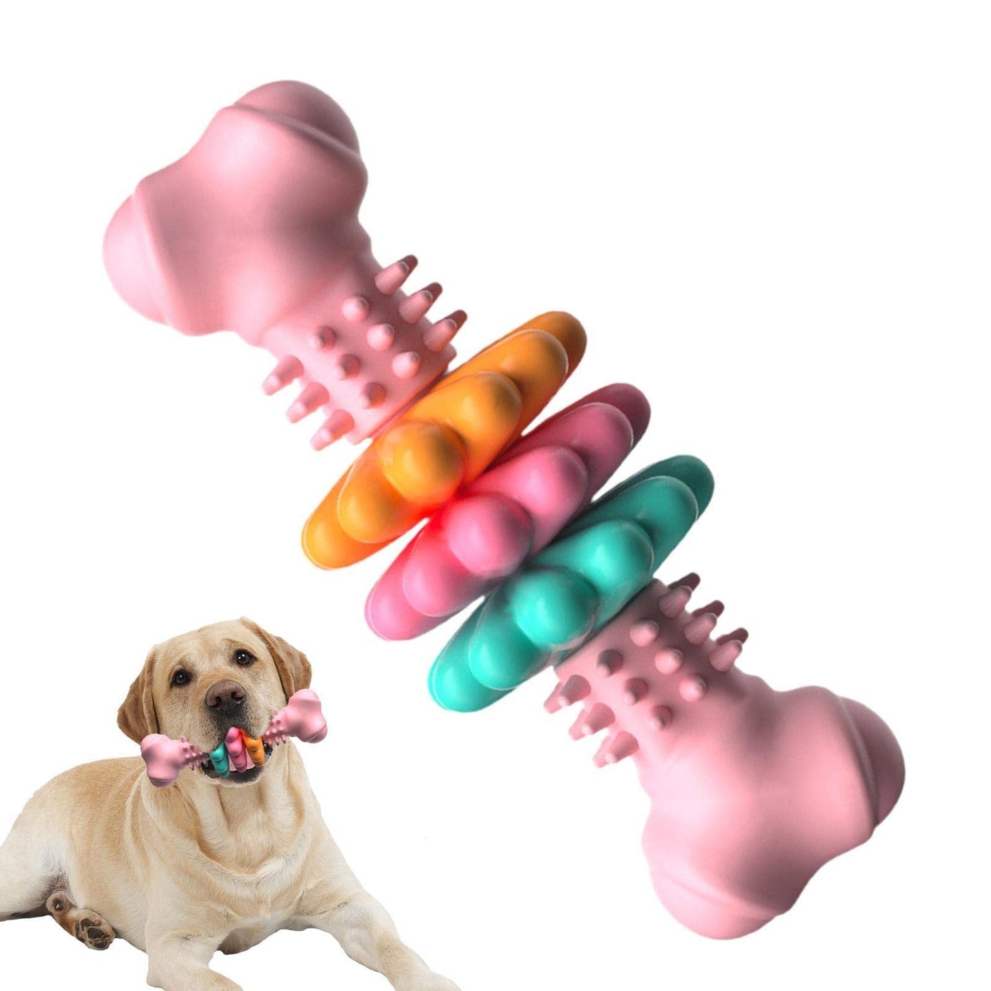 Dog Chew Toy with Rotating Cleaning Rings