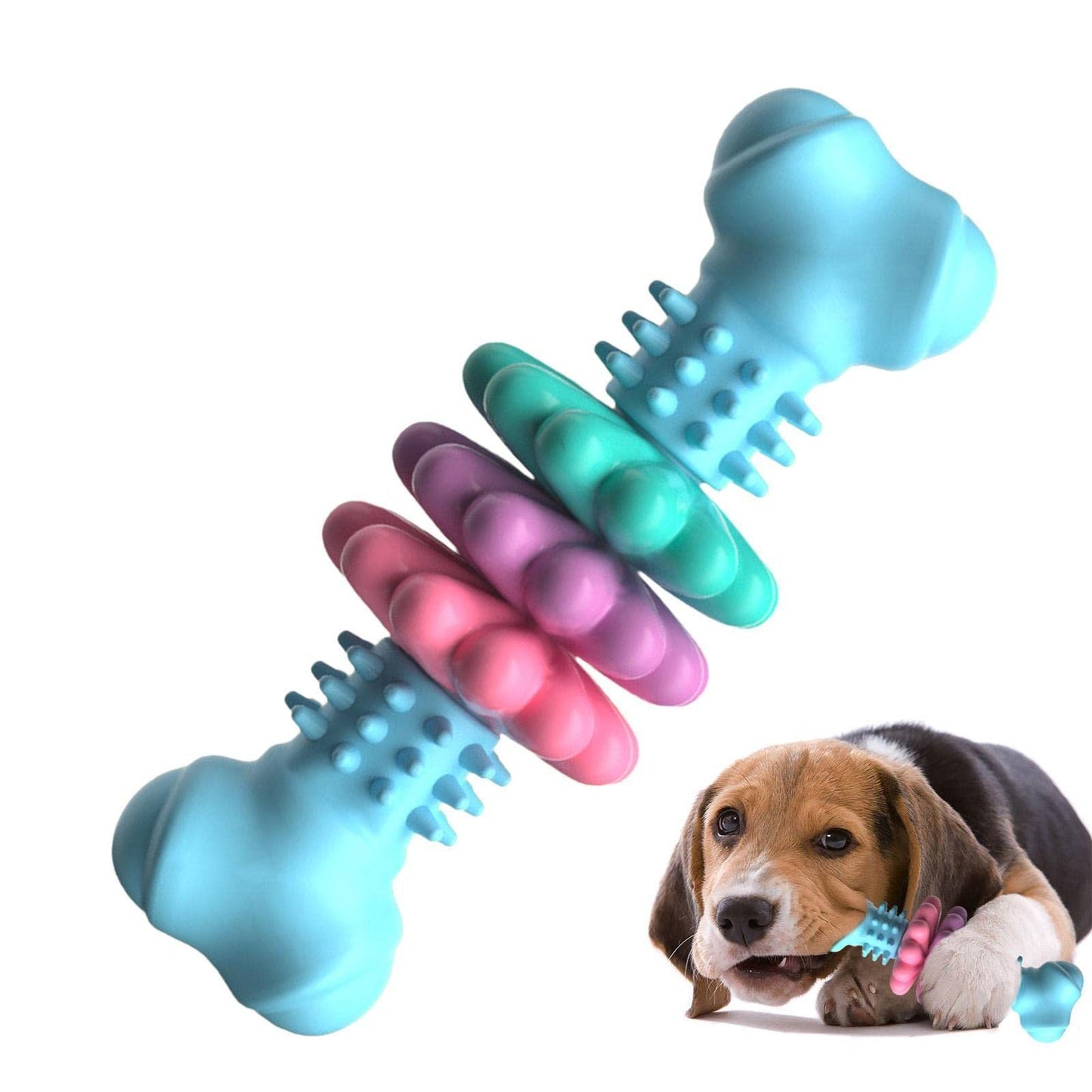Dog Chew Toy with Rotating Cleaning Rings