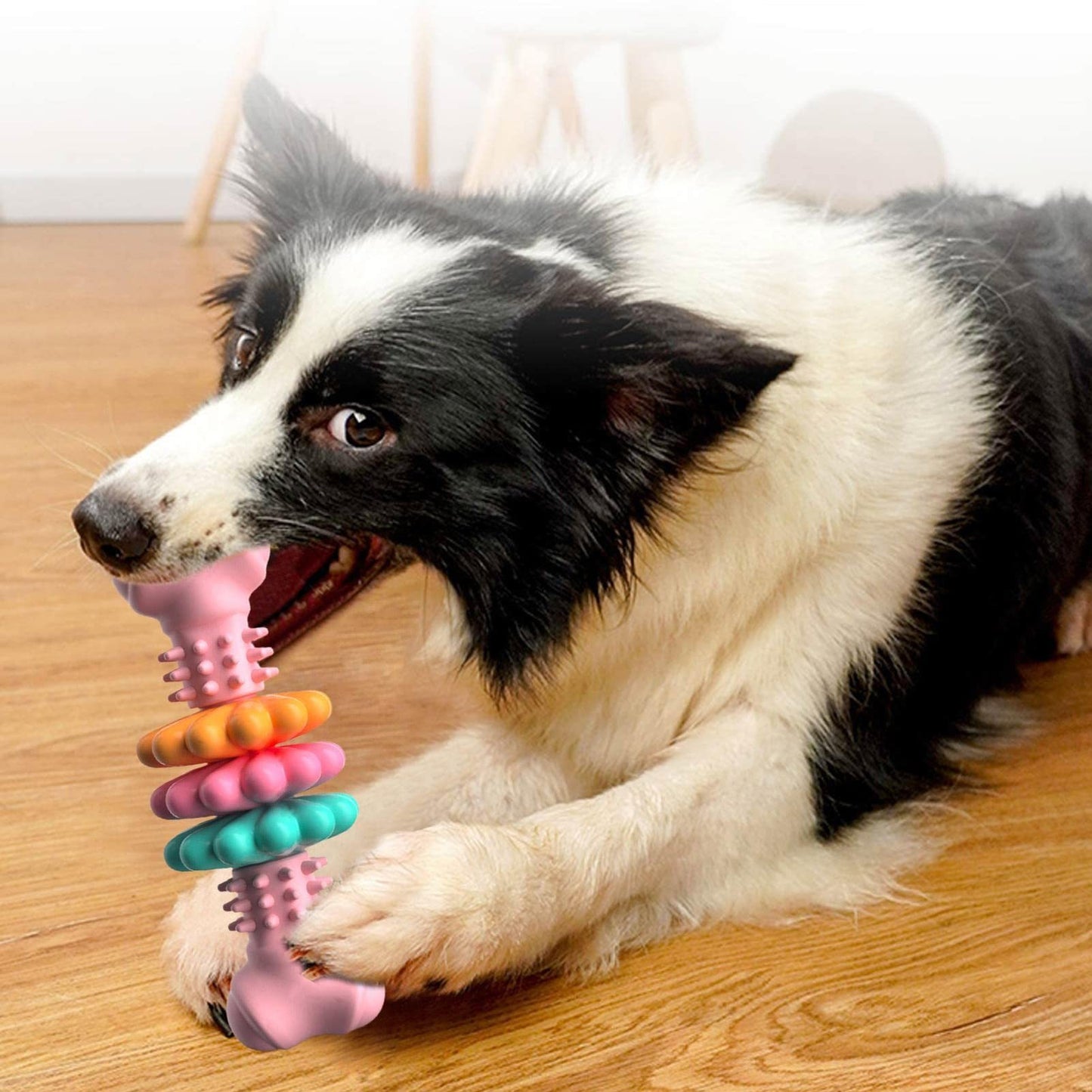 Dog Chew Toy with Rotating Cleaning Rings