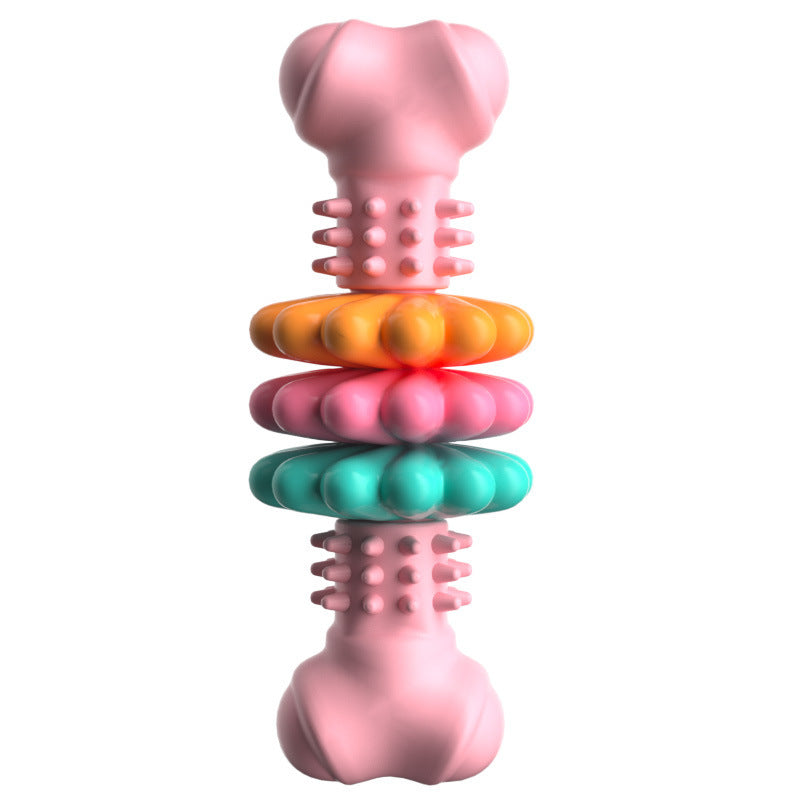Dog Chew Toy with Rotating Cleaning Rings